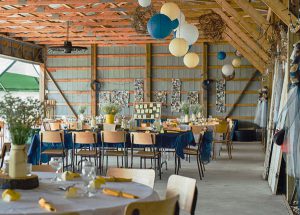 wedding hangar dining setup